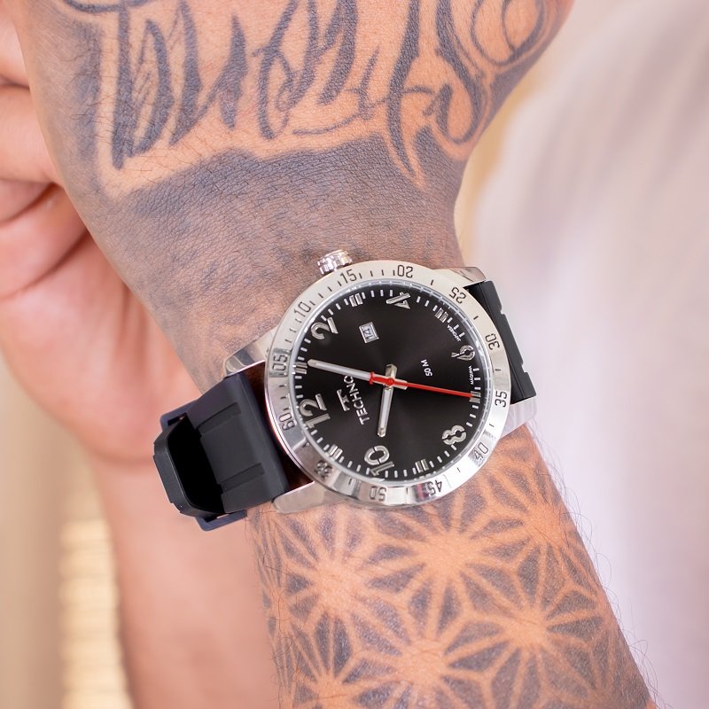 Relógio de Pulso Masculino Technos Analógico Silicone Militar 2115NAS/2P Calendário Preto 3