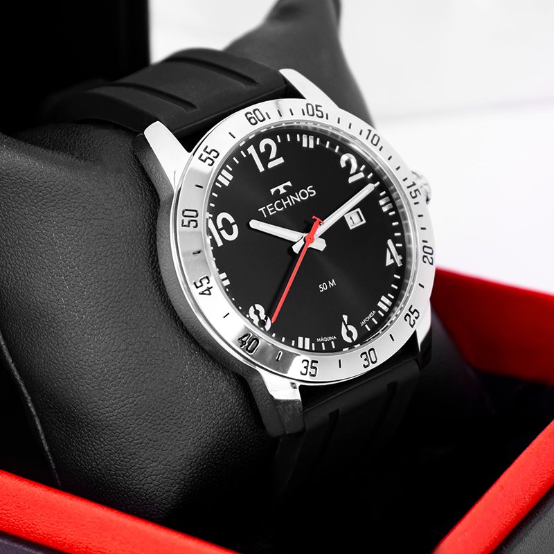 Relógio de Pulso Masculino Technos Analógico Silicone Militar 2115NAS/2P Calendário Preto 5