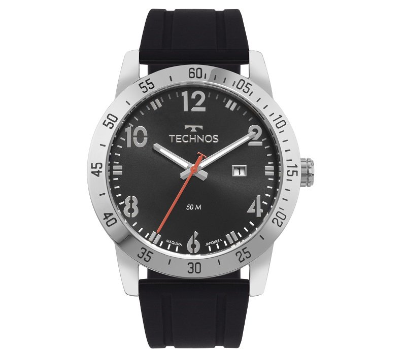 Relógio de Pulso Masculino Technos Analógico Silicone Militar 2115NAS/2P Calendário Preto 9
