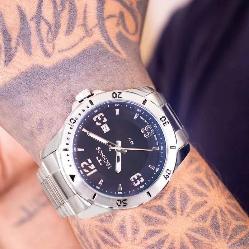 Relógio Masculino Technos Analógico Prata Militar À Prova d'Água 2115MYN/1A Calendário Prata 3