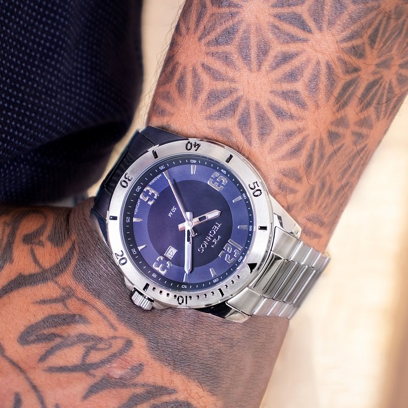 Relógio Masculino Technos Analógico Prata Militar À Prova d'Água 2115MYN/1A Calendário Prata 4