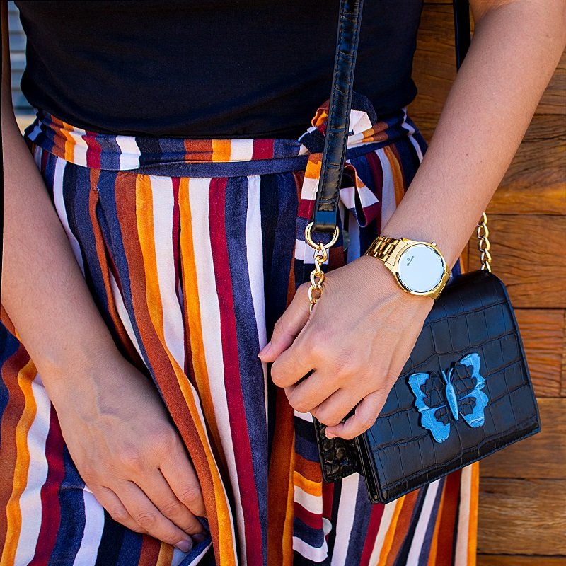 Relógio Feminino Champion Dourado Espelhado Digital CH48019B Kit Colar e Brincos Dourado 3