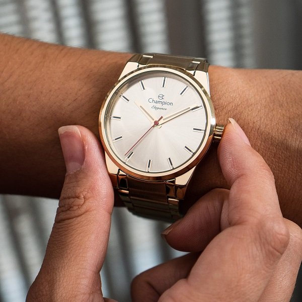 Relógio Champion Feminino Analógico Dourado CN27590X Colar e Brincos Dourado 3