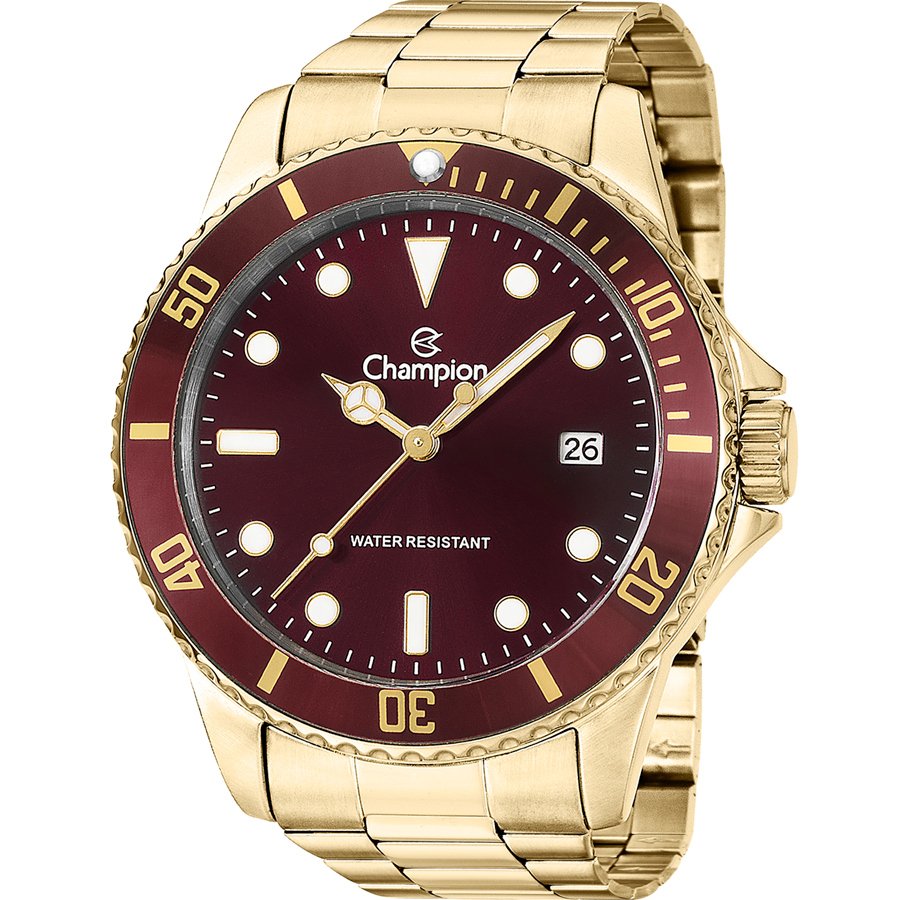 Relógio Champion Masculino Analógico Dourado Vinho CA31266R Dourado 1