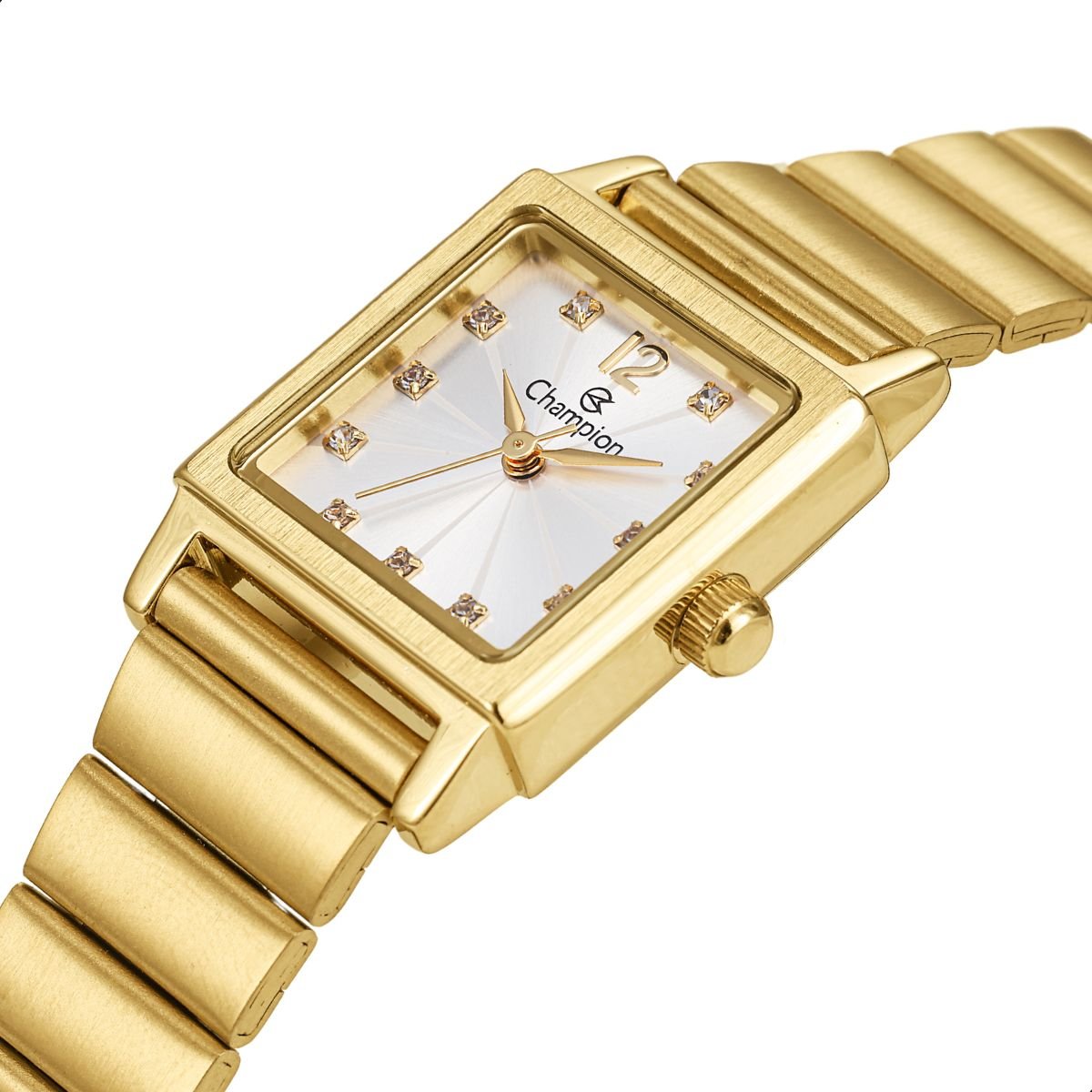 Relógio Feminino Champion Dourado Quadrado Pequeno CF24135H + Colar e Brincos Dourado 7