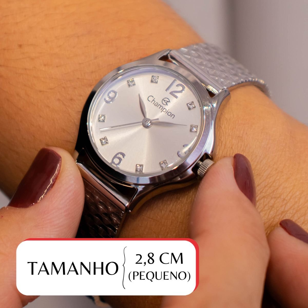 Relógio Feminino Champion Analógico Prata Pequeno CF24117Q + Colar e Brincos Prata 2