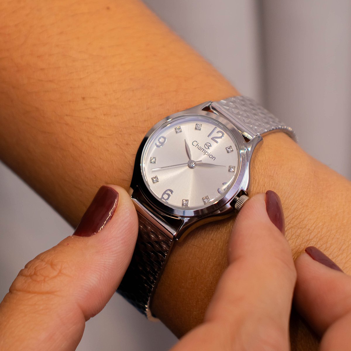 Relógio Feminino Champion Analógico Prata Pequeno CF24117Q + Colar e Brincos Prata 4