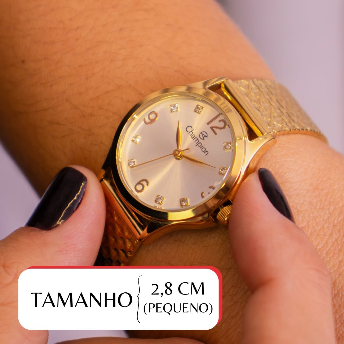 Relógio Feminino Champion Analógico Dourado Pequeno CF24117H + Colar e Brincos Dourado 2