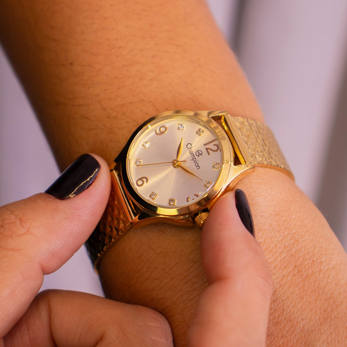 Relógio Feminino Champion Analógico Dourado Pequeno CF24117H + Colar e Brincos Dourado 4