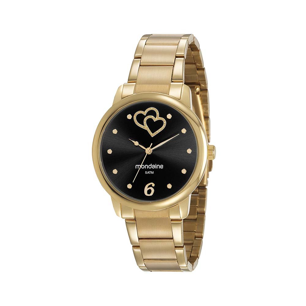 Relógio Feminino Mondaine Dourado Casual Analógico 32796LPMKDE2K1 Mulher Colar e Brincos Dourado 5