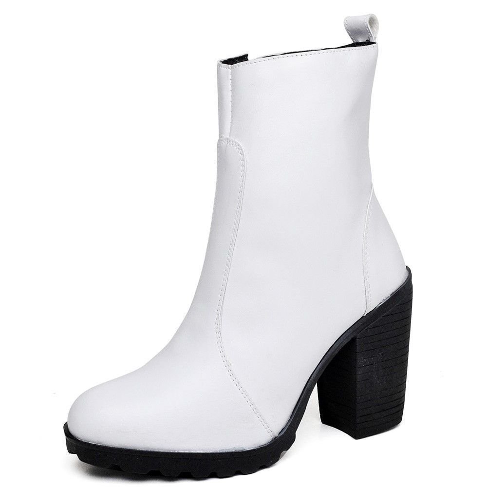 Bota de Salto Alto Feminina Cano Baixo DUBUY 1008FG Branco 3