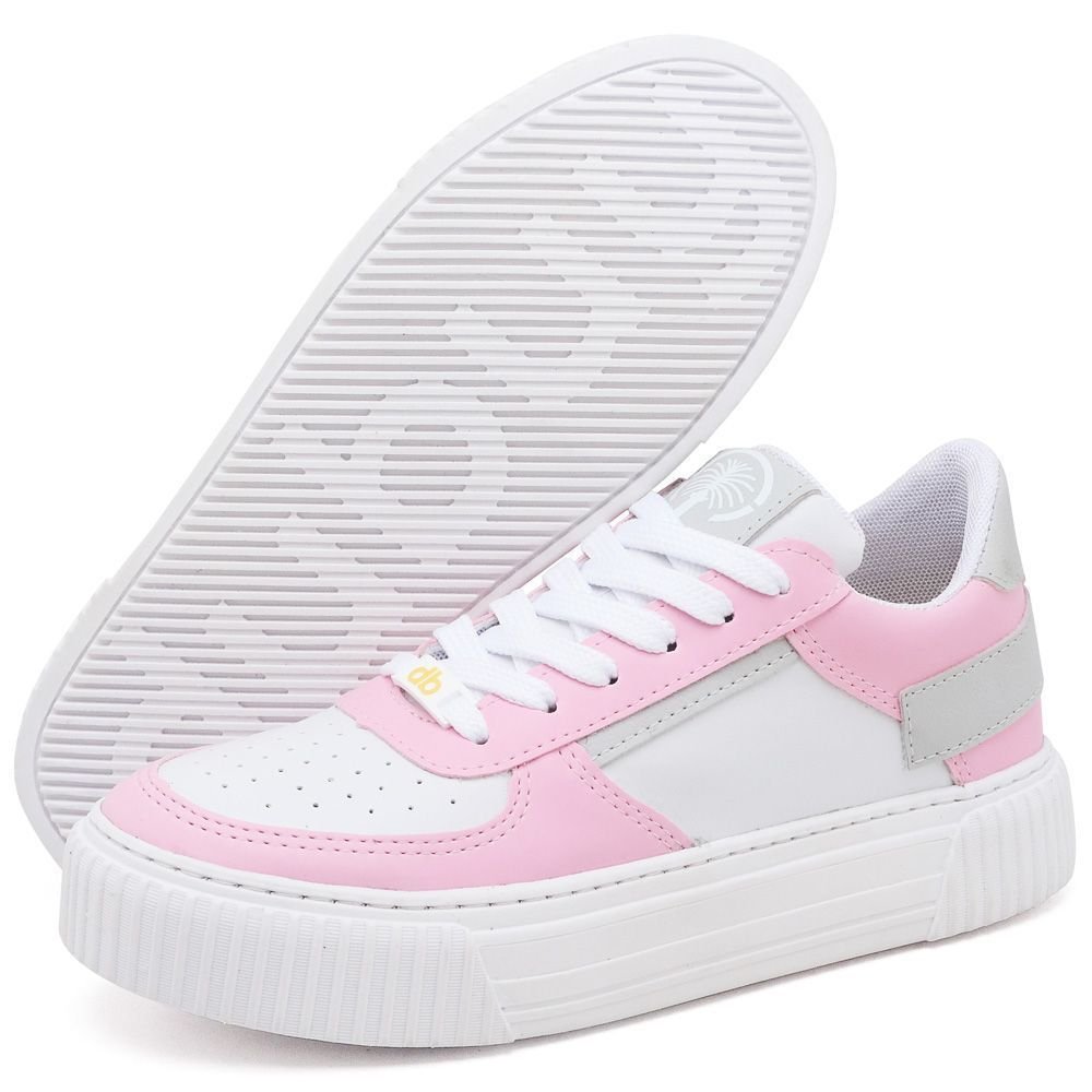 Tênis Sneaker Feminino DUBUY 029FG Branco/Cinza/Rosa 5