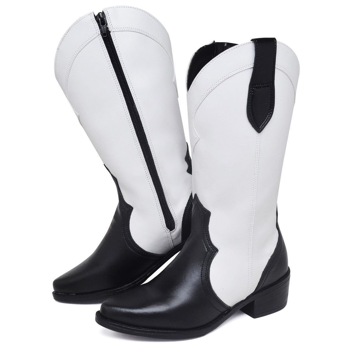Bota Country Feminina Western DUBUY 1704FG Branco/Preto 2