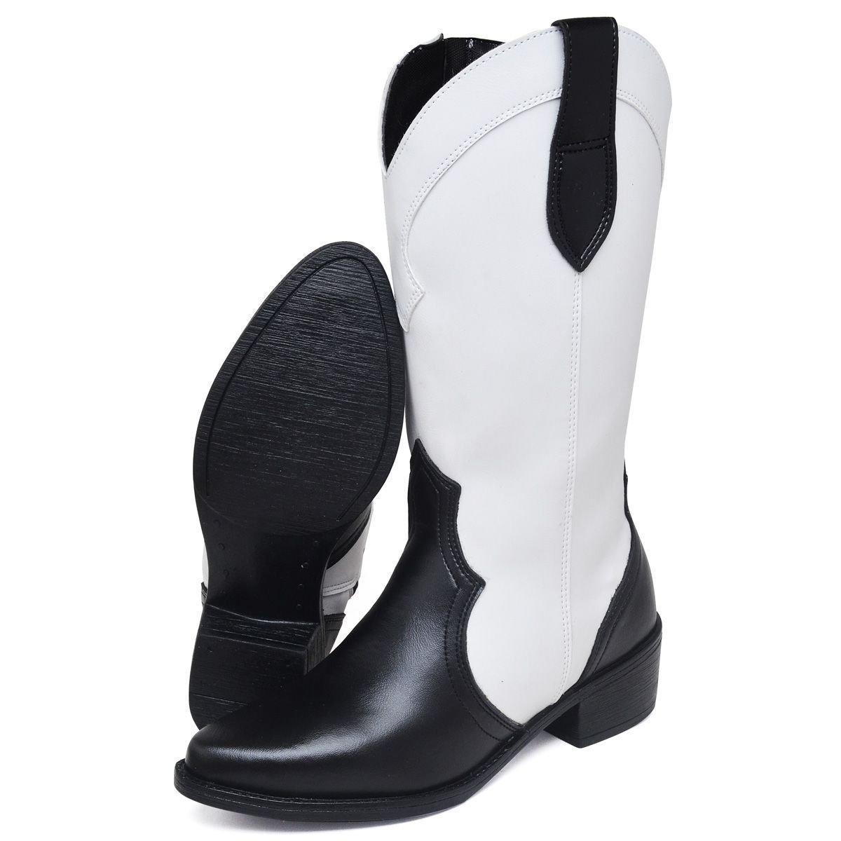 Bota Country Feminina Western DUBUY 1704FG Branco/Preto 5