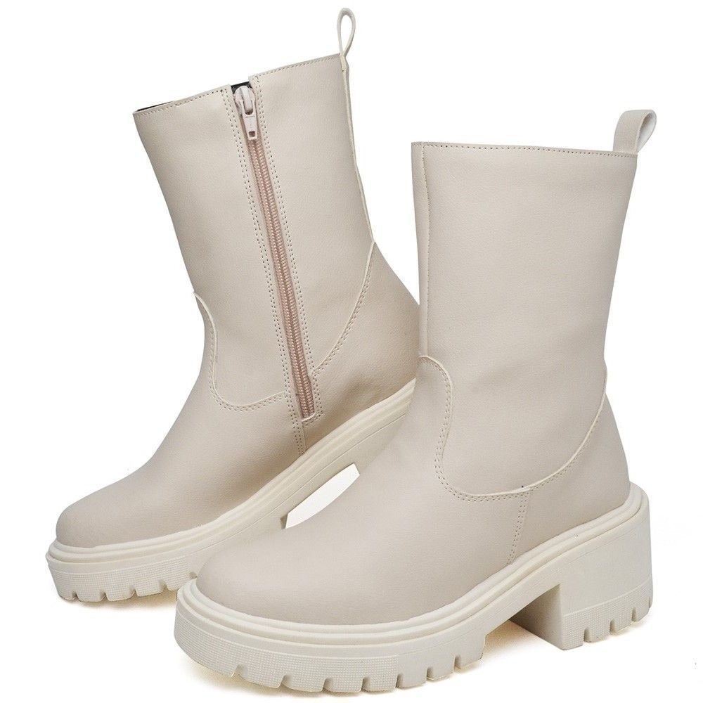Bota Feminina de Salto Tratorado DUBUY 1200FG Bege 2