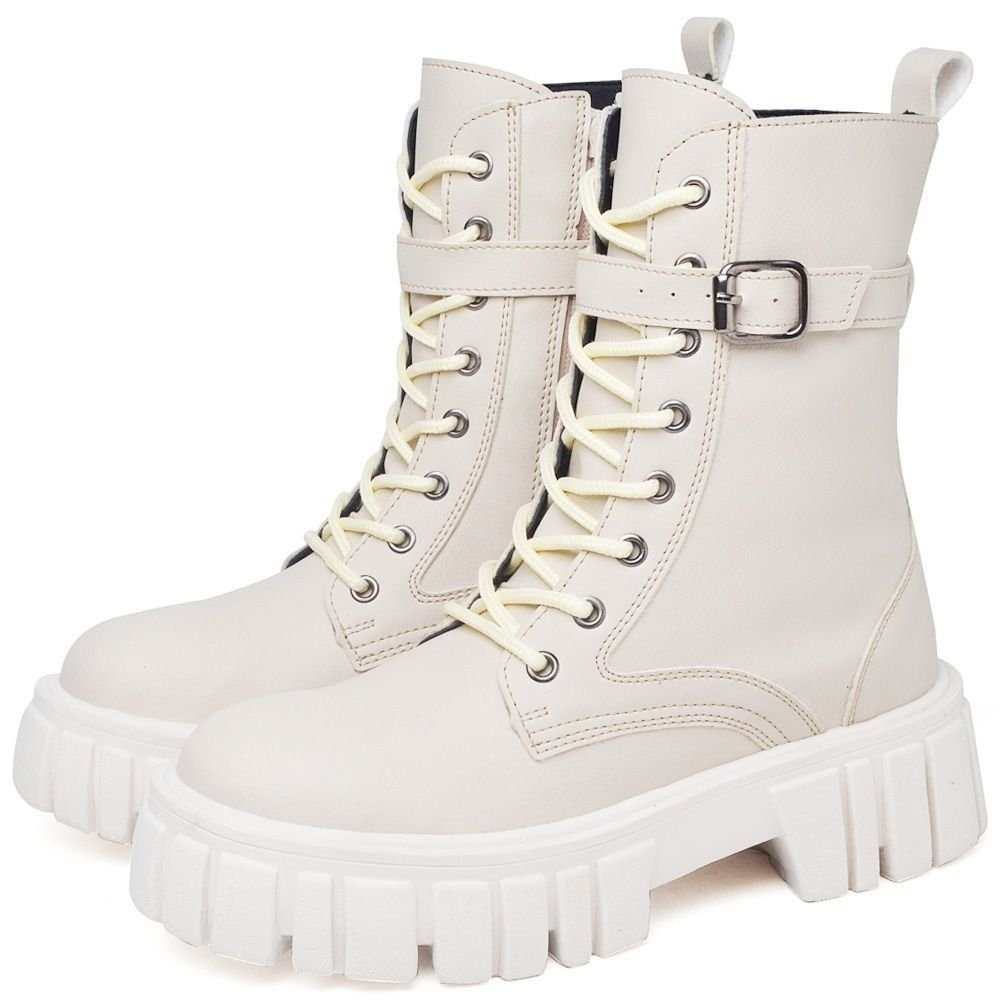 Bota Coturno Feminina Tratorada DUBUY 1201FG Branco 1
