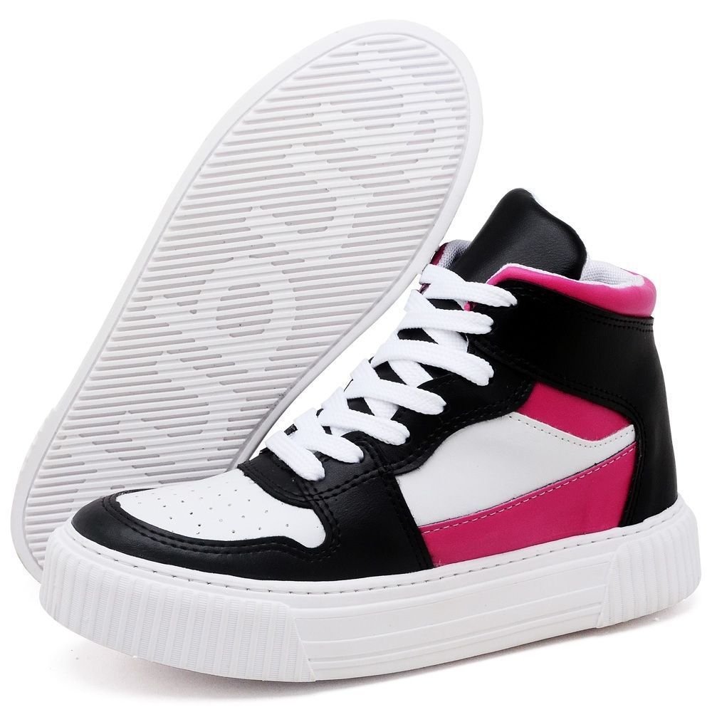 Tênis Feminino Sneacker Street DUBUY 030FG Preto/Branco/Rosa 5
