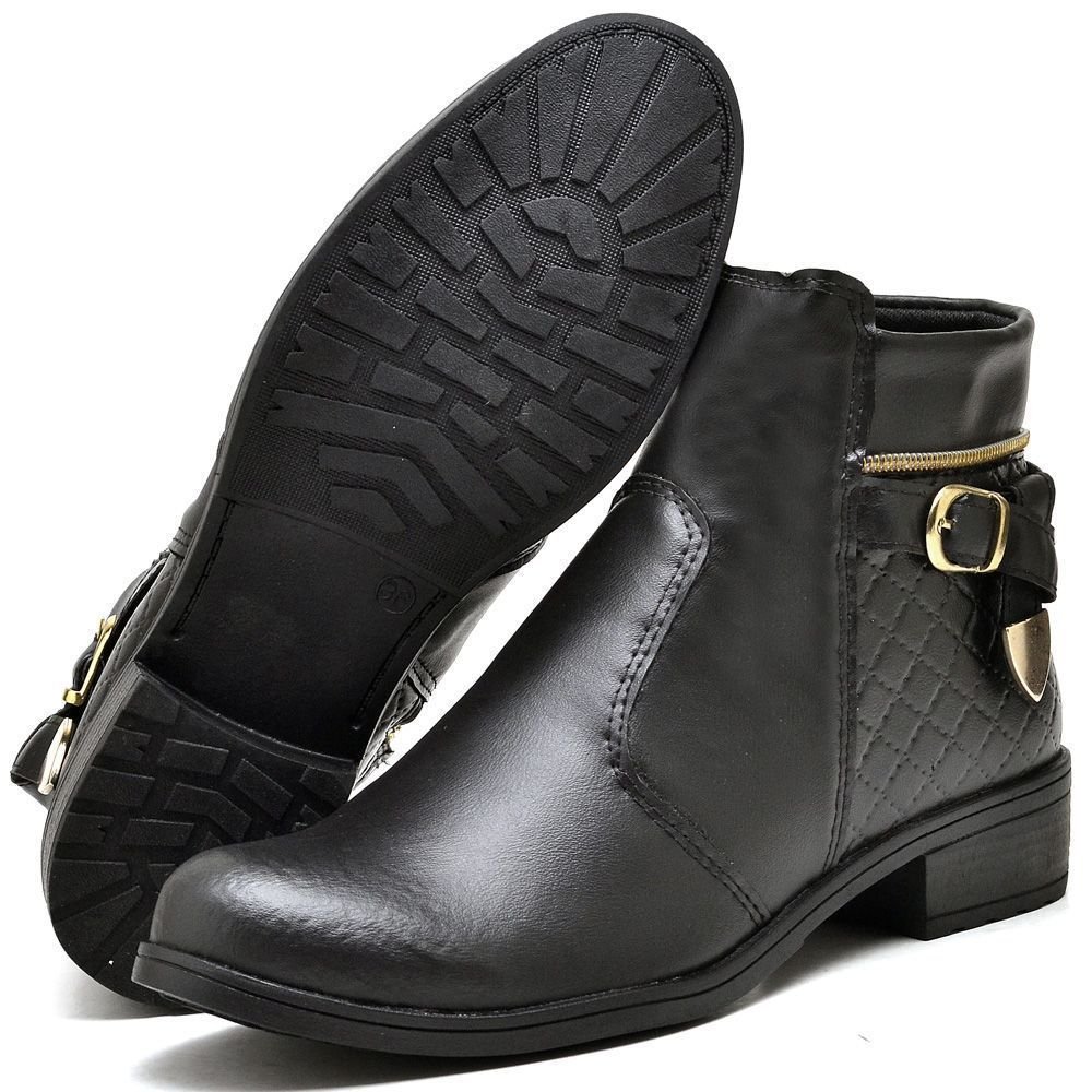Bota Coturno Feminino Cano Curto 207FG Preto 4