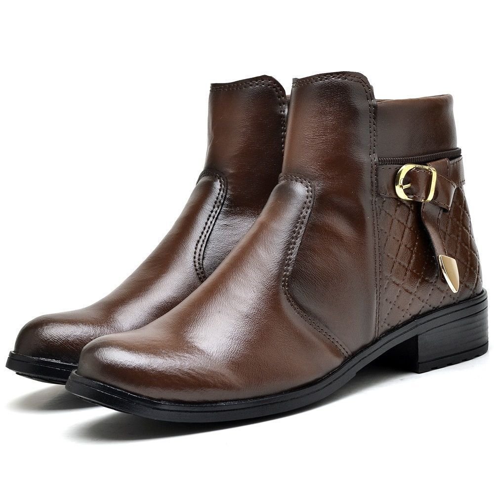 Bota Coturno Feminino Cano Curto 207FG Marrom 1
