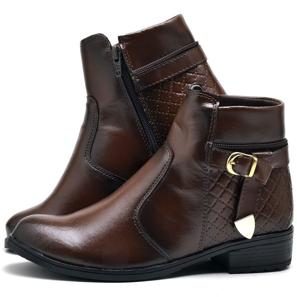 Bota Coturno Feminino Cano Curto 207FG Marrom 3
