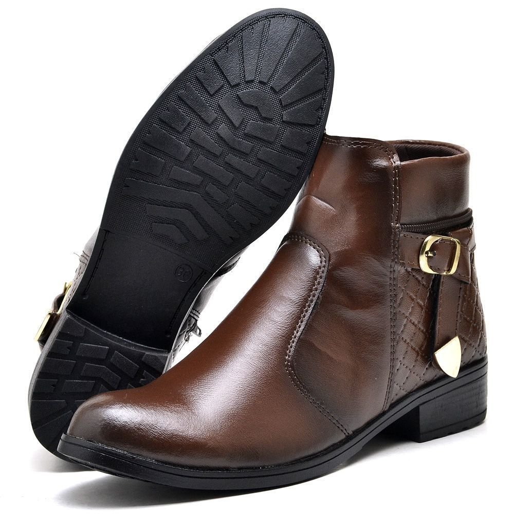 Bota Coturno Feminino Cano Curto 207FG Marrom 4
