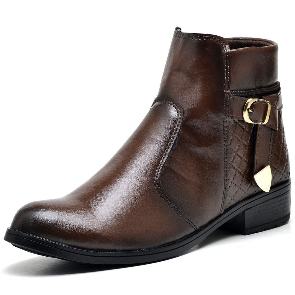 Bota Coturno Feminino Cano Curto 207FG Marrom 2