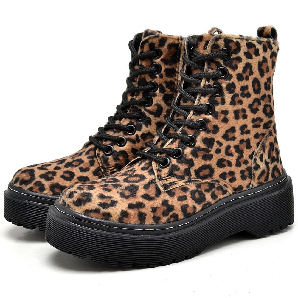 Bota Coturno Infantil Feminino Tratorada Animal Print DUBUY 1105FG Marrom 1