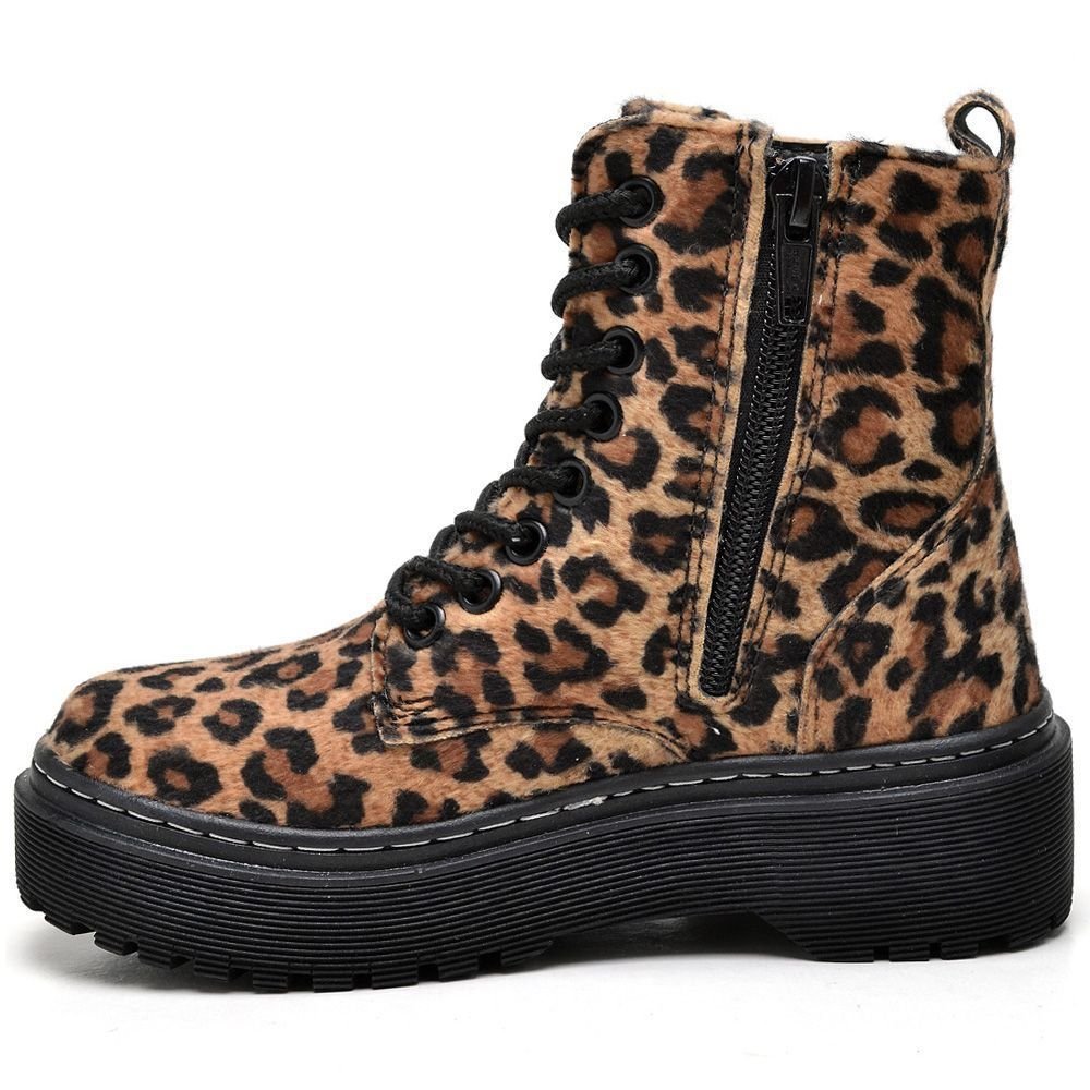 Bota Coturno Infantil Feminino Tratorada Animal Print DUBUY 1105FG Marrom 4