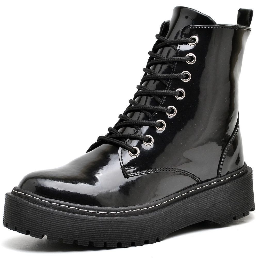 Bota Coturno Feminina Tratorada Verniz DUBUY 1105FG Preto 3
