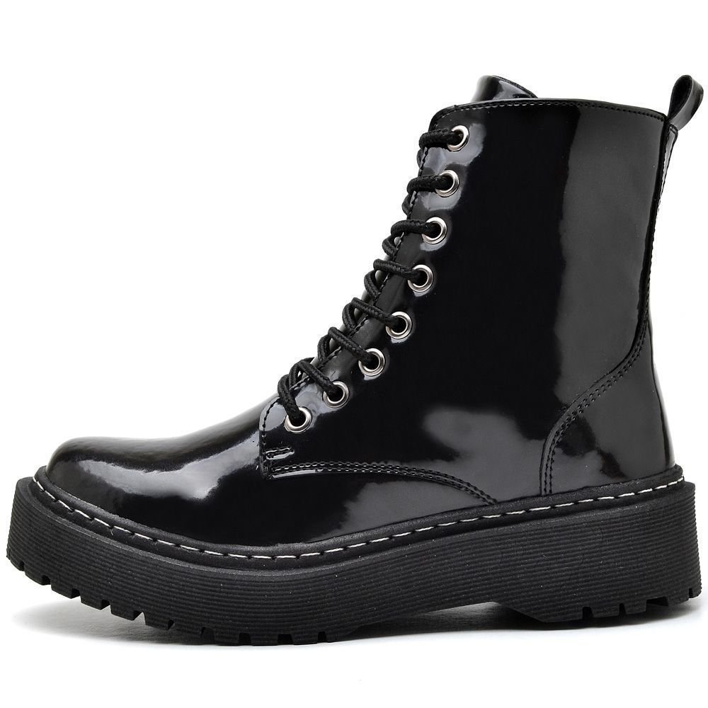 Bota Coturno Feminina Tratorada Verniz DUBUY 1105FG Preto 4