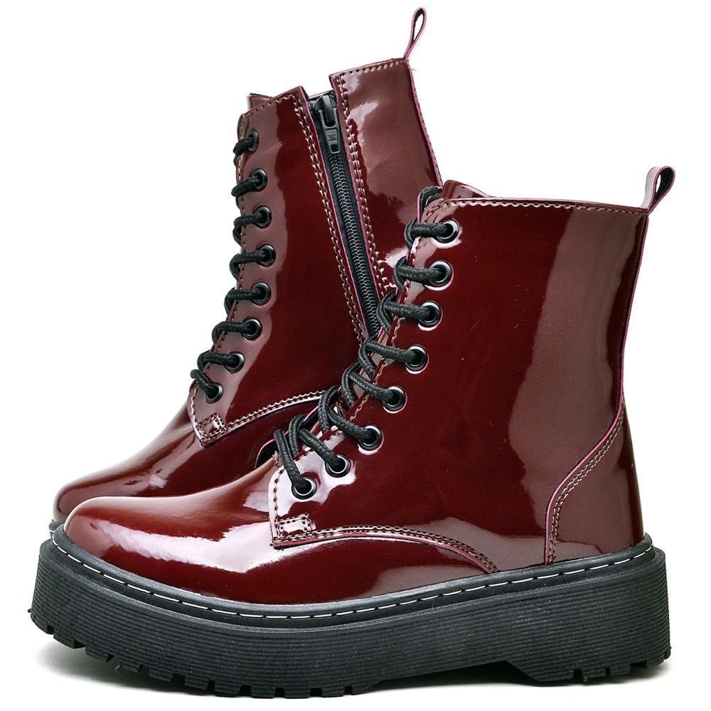 Bota Coturno Feminina Tratorada Verniz DUBUY 1105FG Vermelho 2
