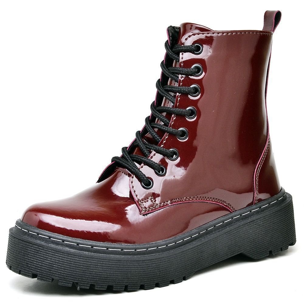 Bota Coturno Feminina Tratorada Verniz DUBUY 1105FG Vermelho 3