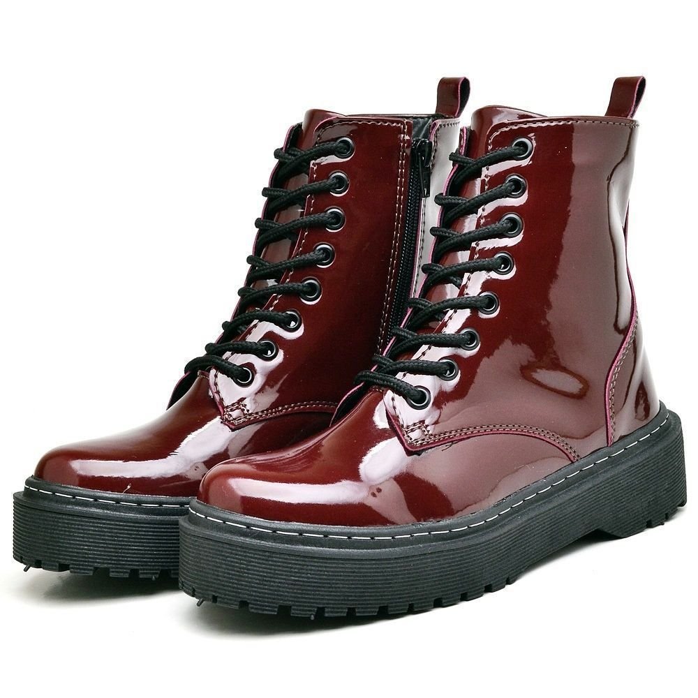 Bota Coturno Feminina Tratorada Verniz DUBUY 1105FG Vermelho 1