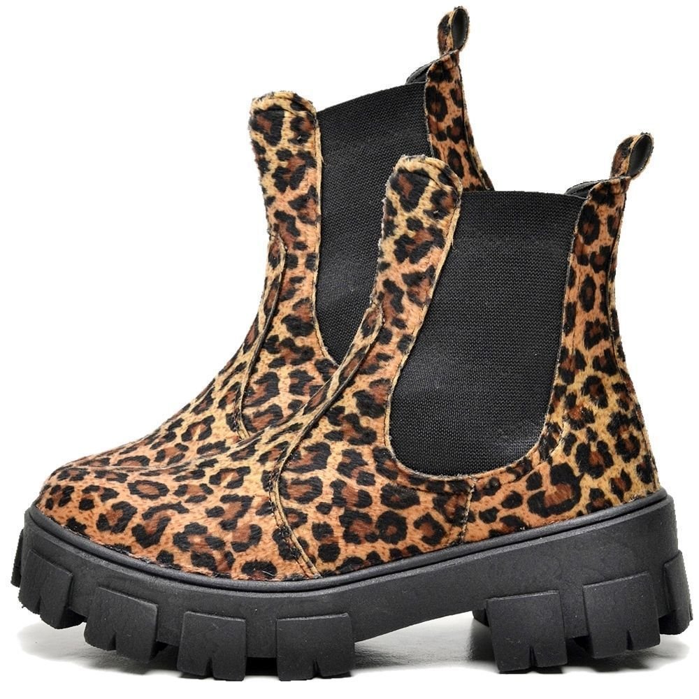 Bota Coturno Tratorada Estampa COW Feminino DUBUY 1504FG Onça 2
