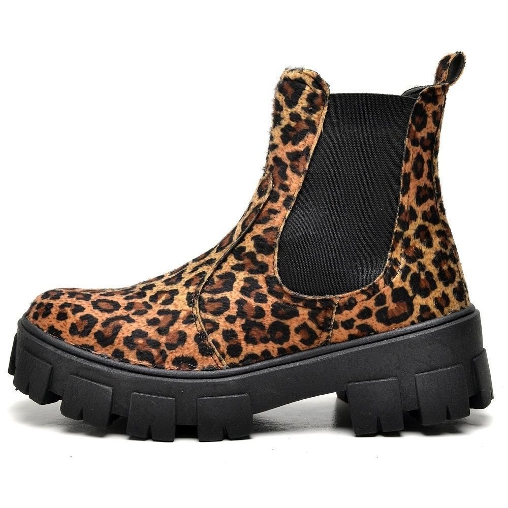 Bota Coturno Tratorada Estampa COW Feminino DUBUY 1504FG Onça 4