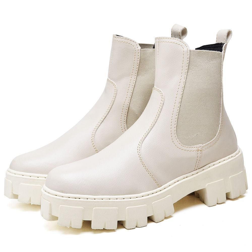 Bota Coturno Feminino Cano Curto Tratorada DUBUY 1504FG Off White 1