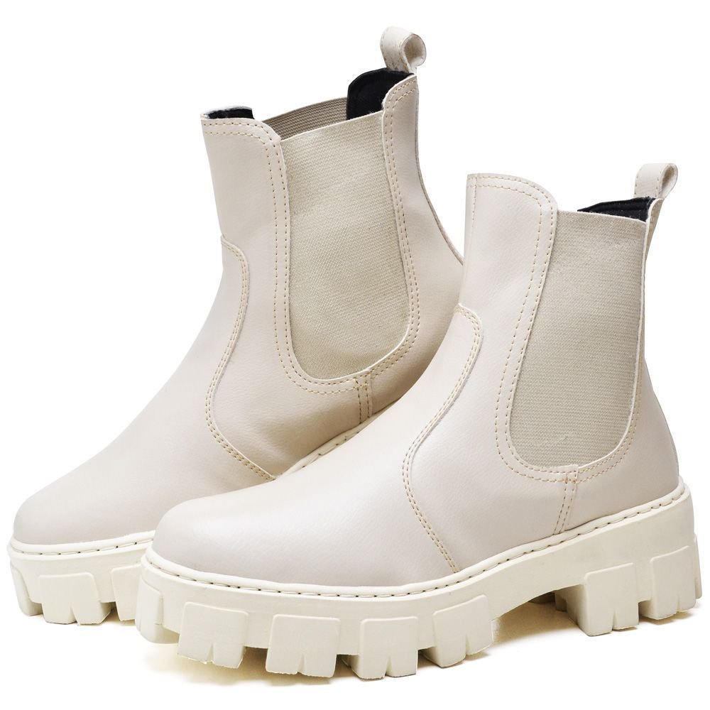 Bota Coturno Feminino Cano Curto Tratorada DUBUY 1504FG Off White 2