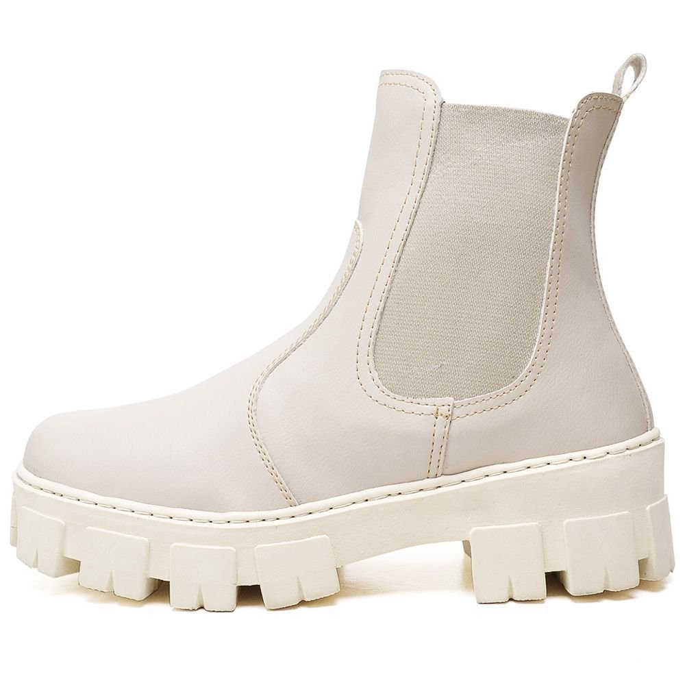 Bota Coturno Feminino Cano Curto Tratorada DUBUY 1504FG Off White 4