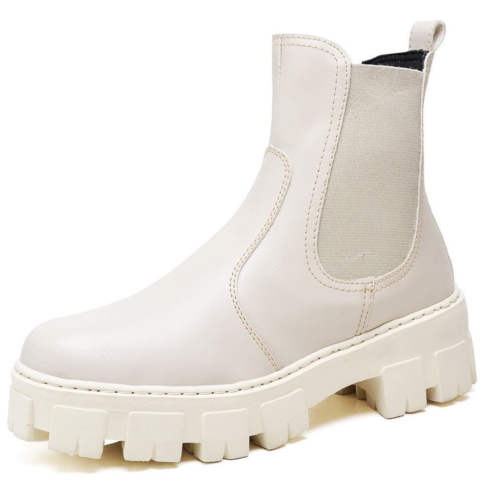 Bota Coturno Feminino Cano Curto Tratorada DUBUY 1504FG Off White 3