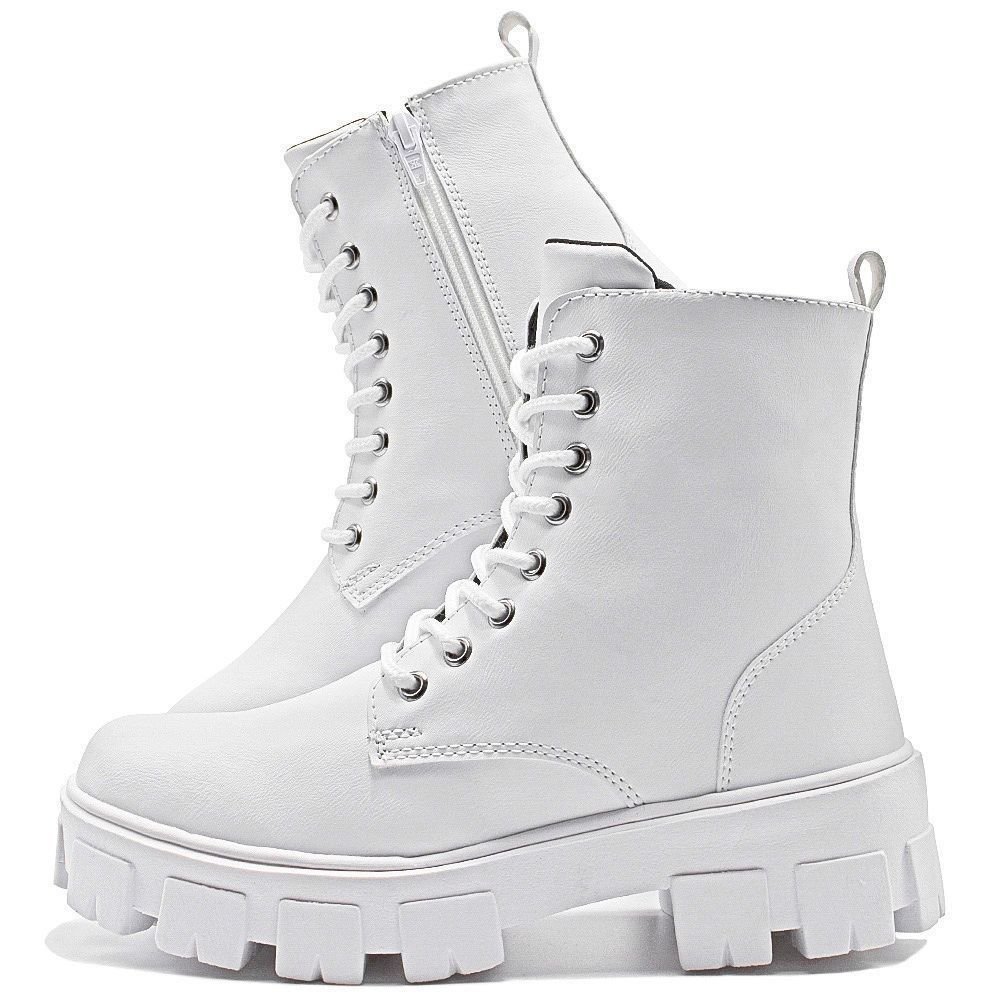 Bota Coturno Feminina Tratorada DUBUY 1104FG Branco 2