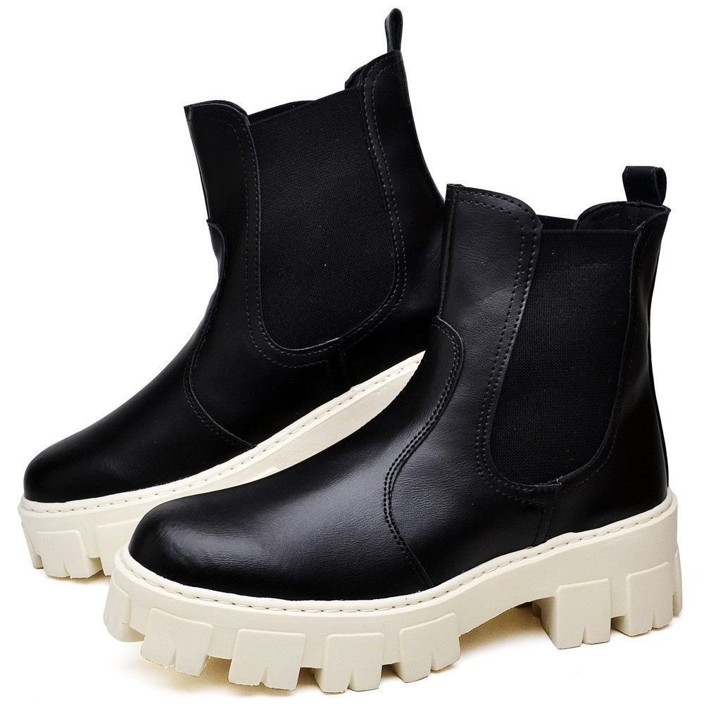 Bota Feminino Cano Curto Tratorada DUBUY 1504FG Preto/Branco 2