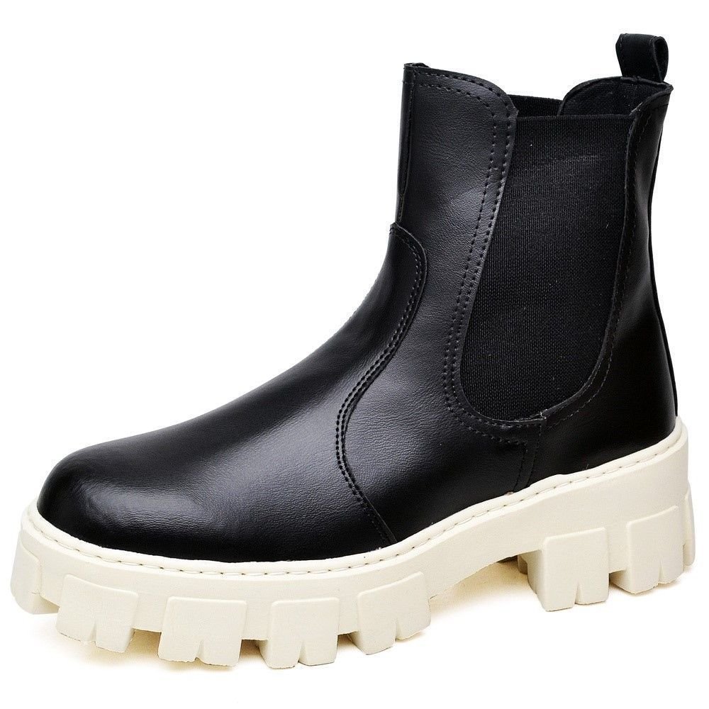 Bota Feminino Cano Curto Tratorada DUBUY 1504FG Preto/Branco 3