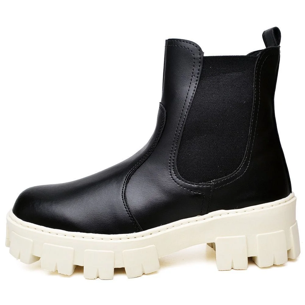 Bota Feminino Cano Curto Tratorada DUBUY 1504FG Preto/Branco 4