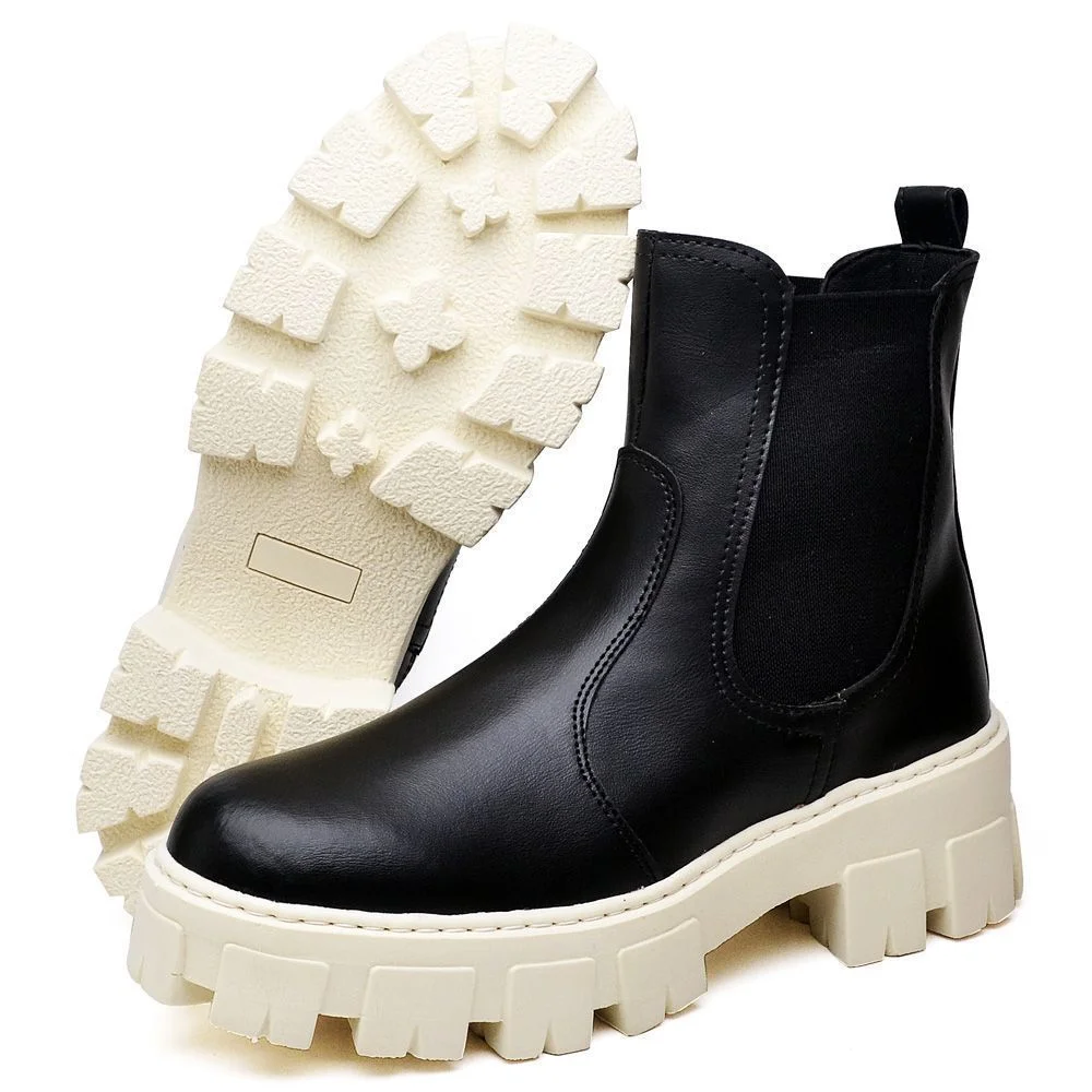 Bota Feminino Cano Curto Tratorada DUBUY 1504FG Preto/Branco 5