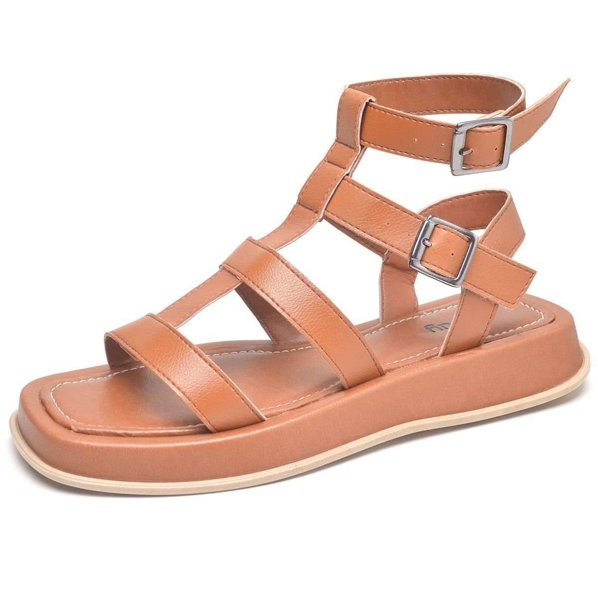 Sandália Plataforma Feminina 2055FG Marrom 2