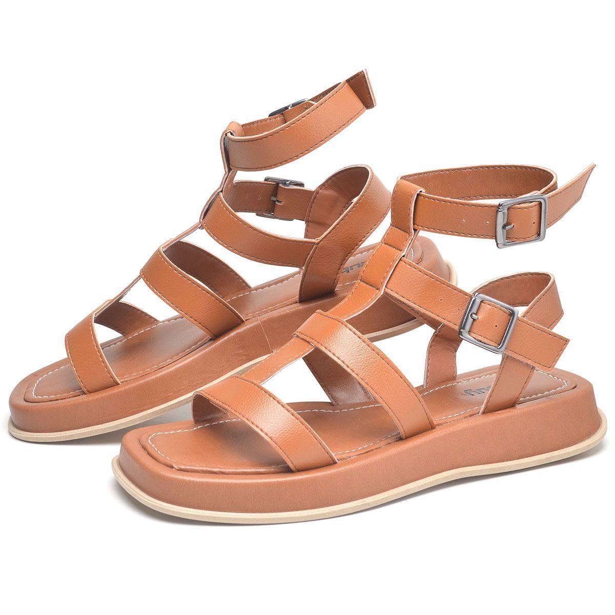 Sandália Plataforma Feminina 2055FG Marrom 4