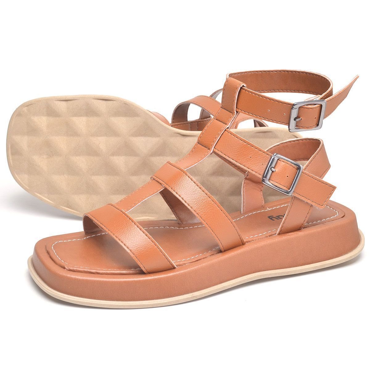 Sandália Plataforma Feminina 2055FG Marrom 5