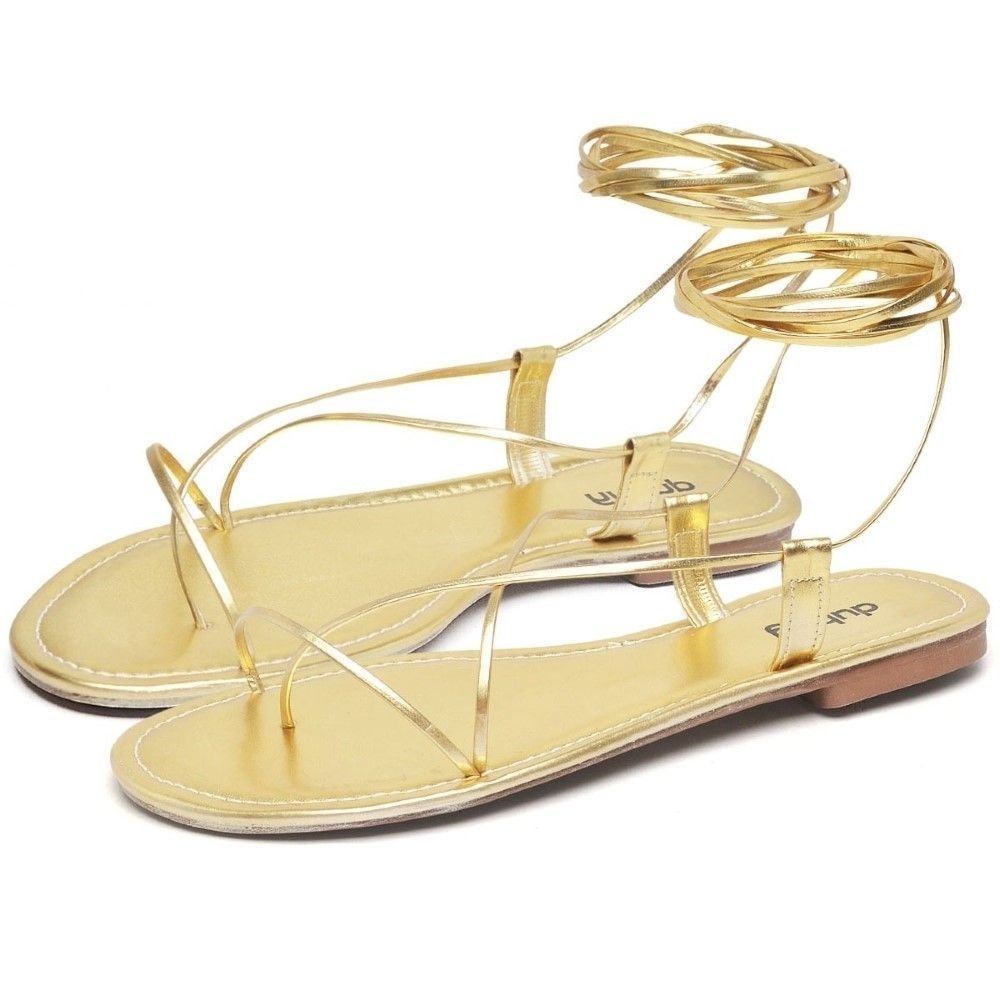Sandália Rasteira Feminina DUBUY 2032FG Dourado 1
