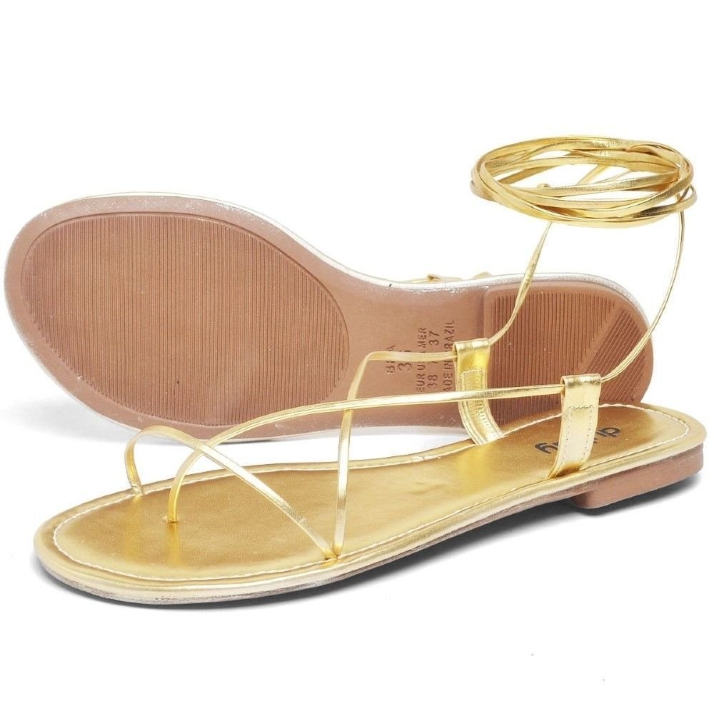 Sandália Rasteira Feminina DUBUY 2032FG Dourado 2