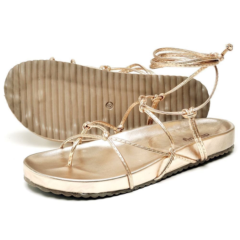Sandália Rasteira Feminina Papete DUBUY 2040FG Dourado 4